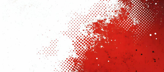 Poster - Dynamic abstract design featuring red and white gradients with halftone dots, perfect for creative projects and backgrounds.
