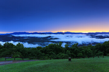 Scenic morning view at Doi Samer Dao in Si Nan National Park, Nan province, Thailand 