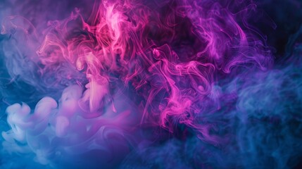 Wall Mural - Whirling swirls of bright purple and blue smoke intertwine in an energetic, mystical, and ethereal visual display of colors and forms.