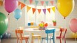 © Salsabila Ariadina - A vibrant birthday banner and balloons create a cheerful atmosphere in a room, setting the stage for a festive celebration