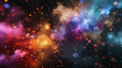 Sticker - A dazzling cosmic explosion of color and light in space, showcasing vibrant hues and sparkling particles.