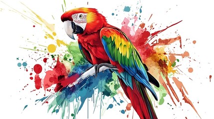 Bold Graffiti Style Parrot Vector Design for T-shirt in Red and Green on White Background