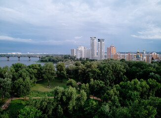 Sticker - View of Dnipro river and Kyiv city, Ukraine.