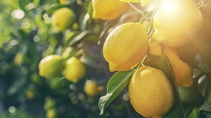 Poster - Ripe Lemons Glowing in the Sunlight