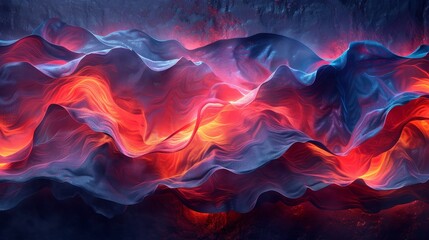 Canvas Print - An abstract image with waves of fiery red and cool blue in a dynamic flow, representing duality and visual harmony.