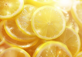 Wall Mural - Close-Up of Sliced Lemons