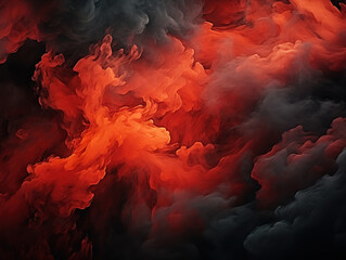 Awesome Black fiery red dramatic sky with clouds. Fire, war, explosion, catastrophe, flame