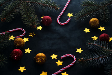 Wall Mural - abstract new year and christmas dark background with place for your text.