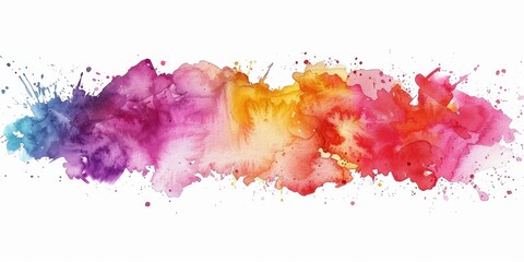 Sticker - This painting showcases vibrant splashes of purple, pink, orange, and yellow creating a colorful abstract artwork.