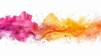 Wall Mural - Watercolors of pink and yellow hues blend together smoothly in this abstract image, showing fluidity and warmth, symbolizing creativity and harmony.