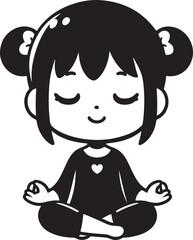 A cartoon style cute girl  meditation vector design