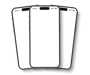Poster - Smartphone mockup group front view with shadow, mobile phone isolated, 3D mobile phones, high quality smart phone mockup for ui ux presentation, smart phone set