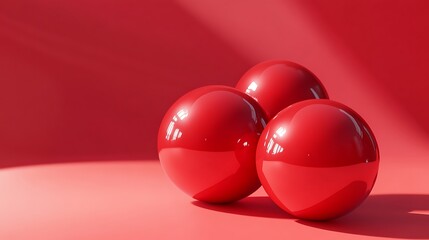 Wall Mural - Romantic Red Spheres: Minimalist 3D Concept Studio Arrangement in Pastel Red