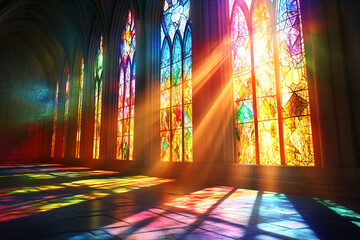 Canvas Print - Stained Glass Sunbeams.