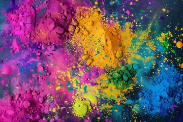 Canvas Print - An explosion of colorful powder pigments, creating a vibrant and dynamic image full of energy and celebration.