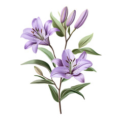 Lavender lily plant isolated on transparent background