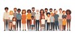 © Anupam - Diverse multiracial and multicultural group of people isolated on white background. Happy old and young men, women and children standing together. Social diversity. Flat cartoon , Generative AI