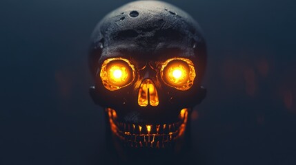 Wall Mural - Glowing Skull with Fiery Eyes