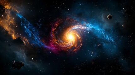 Wall Mural - space scene with a radiant galaxy
