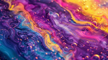 Canvas Print - This abstract art piece showcases vibrant swirls of colors, complemented by bubbles, generating a rich, dynamic texture that is visually captivating.