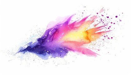 Wall Mural - This image showcases a colorful and vibrant watercolor splash, creating a unique artistic shape with splattering effects.