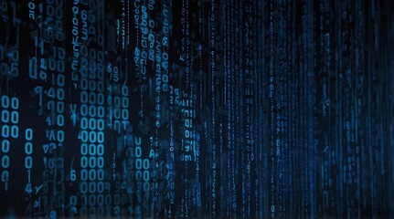 Abstract Matrix of Binary Code Representing Data Flow, Programming, and Information Technology