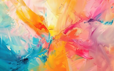 Poster - A captivating and energetic abstract painting showcasing dynamic brushstrokes and a wide spectrum of vibrant colors.