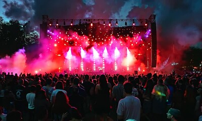 Poster - a large crowd of people watching a concert