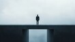 © Khritthithat - Solitary figure on a bridge, overcast sky, 3D illustration