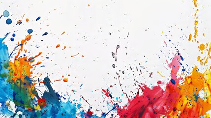 Canvas Print - This artwork displays an energetic and colorful abstract composition, with dynamic splashes of red, blue, yellow, and orange paint on canvas.