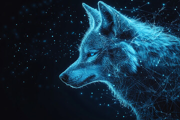 Wall Mural - an abstract digital background banner featuring a wolf.