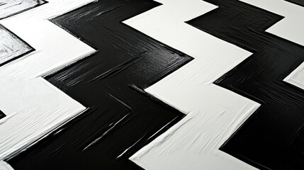 A striking black and white pattern of interlocking chevrons, emphasizing bold lines and geometric precision.