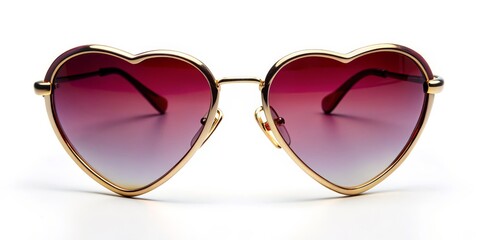 Golden Heart-Shaped Sunglasses with Gradient Lenses, Sunglasses, Heart Shape, Gradient Lenses, Summer Fashion