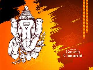 Wall Mural - Beautiful Happy Ganesh Chaturthi cultural Indian festival card