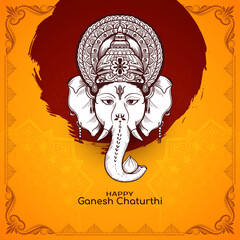 Wall Mural - Happy Ganesh Chaturthi religious Indian festival celebration card