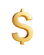 © Char_mon - Golden dollar sign symbol isolated on white background, representing wealth, finance, and money. 3D rendering, high resolution.