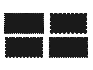 Poster - Blank Scallop Wavy Edge Rectangles set. Black Rectangle squiggly Stickers Set. Zigzag Geometric Shapes. Frame, Stamp, Label, Badge For Promotion Design. Vector illustration