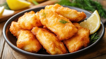 Crispy Fried Fish Fillet with Lemon and Dill