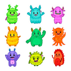 Wall Mural - set of cartoon monsters. Cute monsters. Kids funny character design for posters, cards, magazins. 