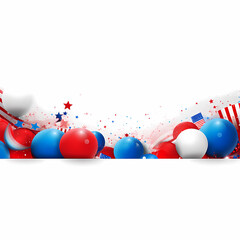 Independence day 4 of July holiday banner USA National day Holiday web banner facebook creative banner template, flag with stars - blue, red, white