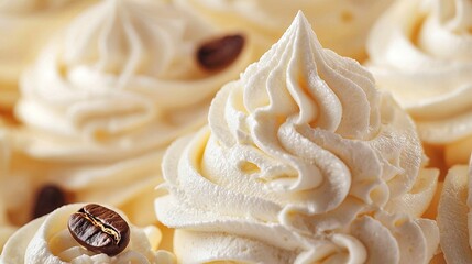 Sticker -   Close-up shot of a cupcake with white frosting & coffee bean on top