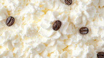 Canvas Print -   A mound of whipped cream and coffee beans stacked atop another mound of whipped cream and coffee beans