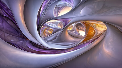 Canvas Print -  White-purple-yellow spiral with light end