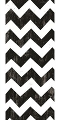 Sticker - Black and white zigzag pattern with rough texture on white background