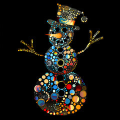 Wall Mural - cute snowman on black background