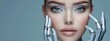 © Elena - A beautiful model with silver robotic hands, creative content for beauty and hardware cosmetology, future of beauty technology