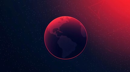 Futuristic globe, networked lines, minimalistic synergy, flat design illustration