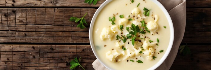 Poster - A bowl of creamy soup with parsley on top