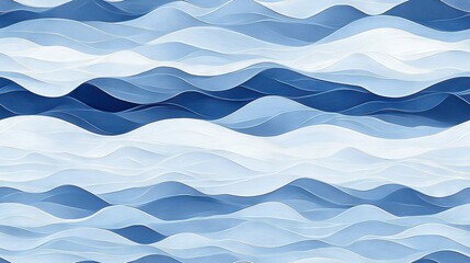 Wall Mural -  wavy blue water with white waves