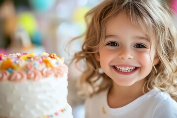 Sticker - little child with birthday cake